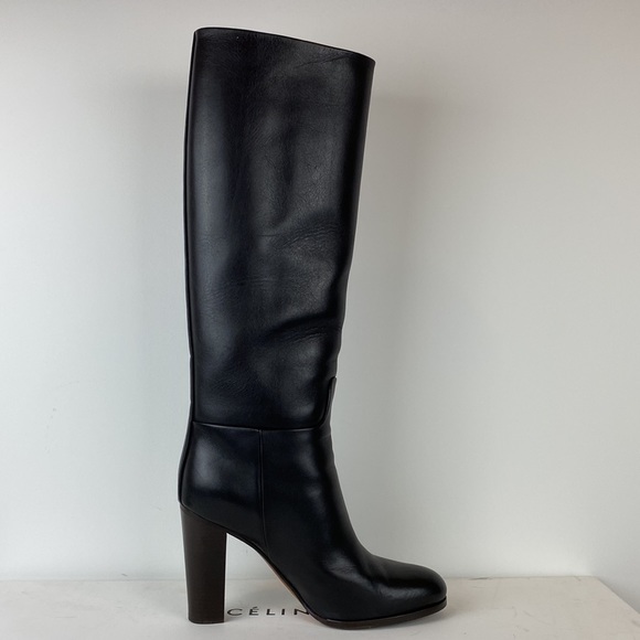 Celine Black Leather heeled boots in size 38.5 - Picture 9 of 14